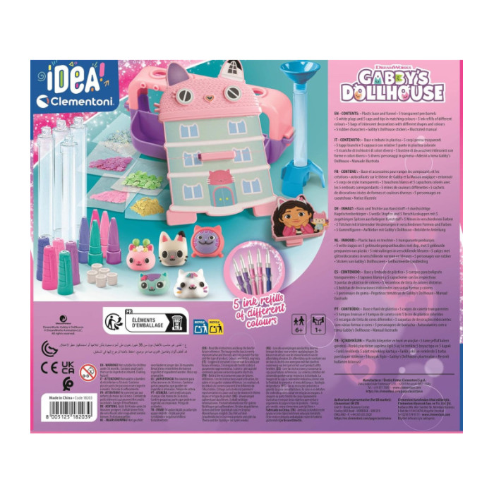 Laboratorio delle penne Gabby’s Dollhouse con 5 Penne e 25 Accessori, 6+ Anni Clementoni 18203