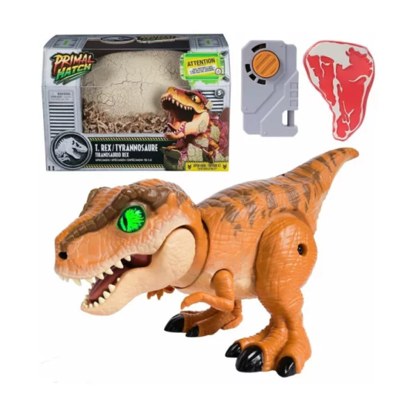 Primal Hatch Jurassic World – Uovo Interattivo T-Rex con 100+ Suoni, Reazioni e Accessori – Giocattolo Bambini 5+ Anni