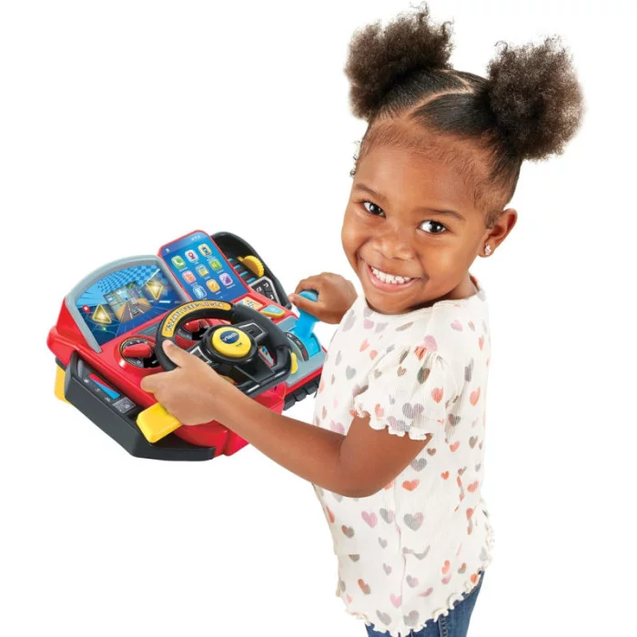 Volante Turbo Pilota – Cruscotto Interattivo con 20 Giochi Educativi e 9 Circuiti, Schermo LCD 3-8 Anni