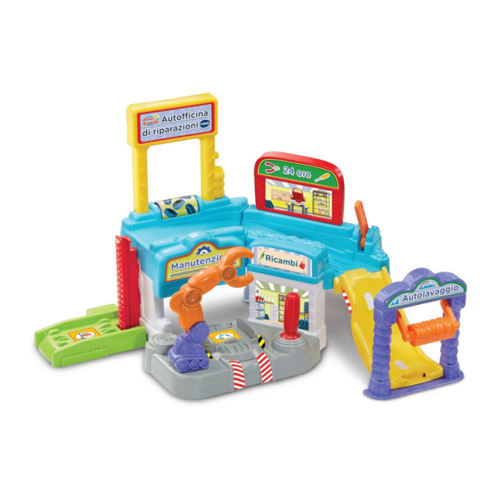 Vroom Vroom Go – Pista Officina con Garage Interattivo, Braccio Robotico e 1 Veicolo Incluso 1-5 Anni