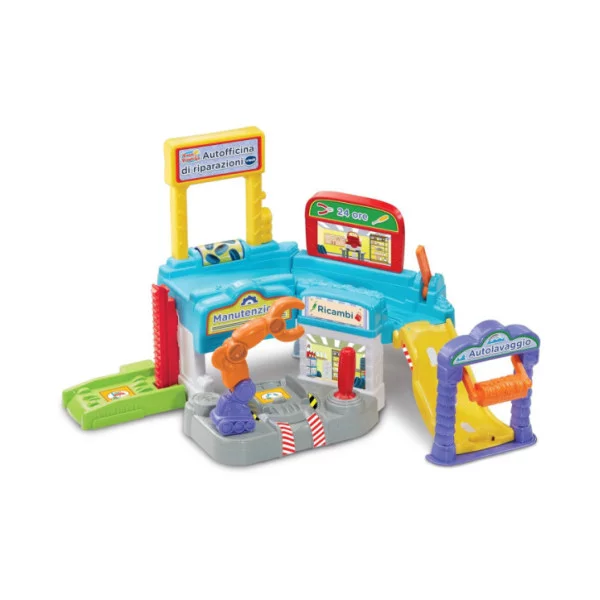 Vroom Vroom Go – Pista Officina con Garage Interattivo, Braccio Robotico e 1 Veicolo Incluso 1-5 Anni