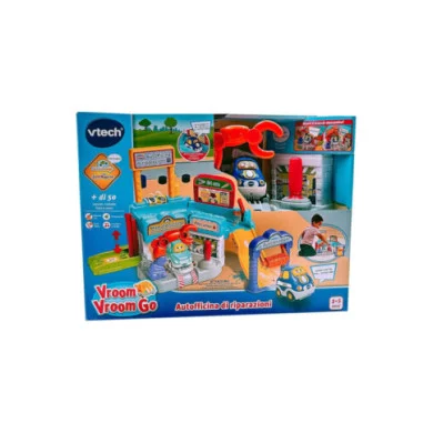 Vroom Vroom Go – Pista Officina con Garage Interattivo, Braccio Robotico e 1 Veicolo Incluso 1-5 Anni