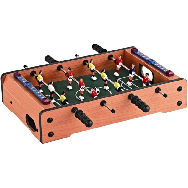 Mini Calcio Balilla da Tavolo effetto legno con segnapunti e palline – 51x33x8,5 cm