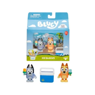 Bluey Action Figure Ice Blocks ❄️ Set 2 Personaggi Socks & Bingo con Accessori