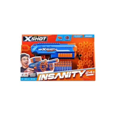 X-Shot Insanity Folle-Maniaco 24 Frecce – Blaster Potente fino a 27 m di Gittata