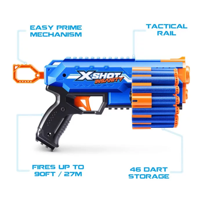 X-Shot Insanity Folle-Maniaco 24 Frecce – Blaster Potente fino a 27 m di Gittata