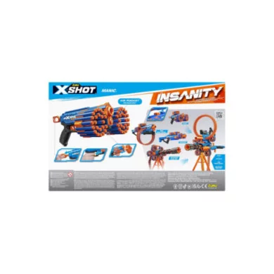 X-Shot Insanity Folle-Maniaco 24 Frecce – Blaster Potente fino a 27 m di Gittata