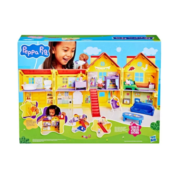 Peppa Pig La Grande Casa di Peppa 🏠 Playset con 3 Bambole, 11 Accessori e Adesivi
