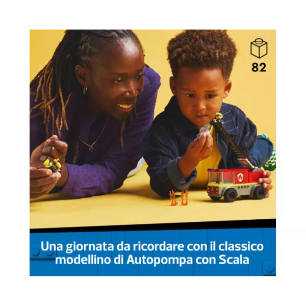 LEGO City 60463 Autopompa con Scala, Camion Giocattolo dei Pompieri con 2 Minifigure, Giochi Educativi per Bambini da 4 Anni