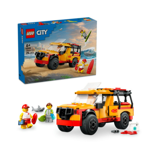 LEGO City 60453 Fuoristrada di Soccorso del Bagnino, Jeep Giocattolo da Costruire con 2 Minifigure e Squalo, Giochi Bambini 6+