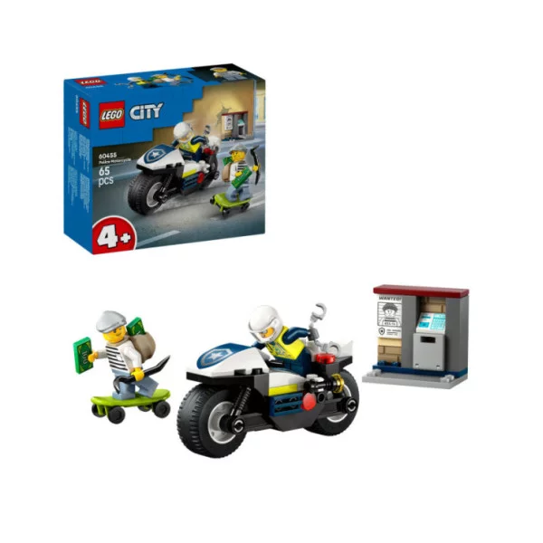 LEGO City 60455 Inseguimento della Moto della Polizia, con Motocicletta Giocattolo e 2 Minifigure, Regalo per Bambini da 4+
