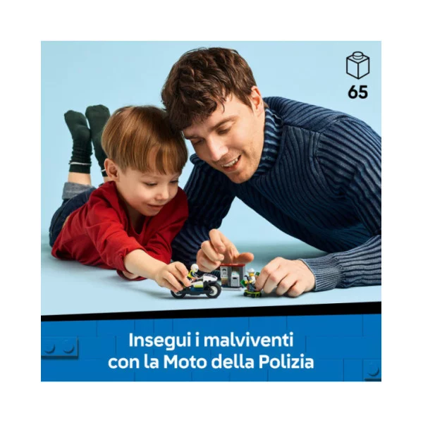 LEGO City 60455 Inseguimento della Moto della Polizia, con Motocicletta Giocattolo e 2 Minifigure, Regalo per Bambini da 4+