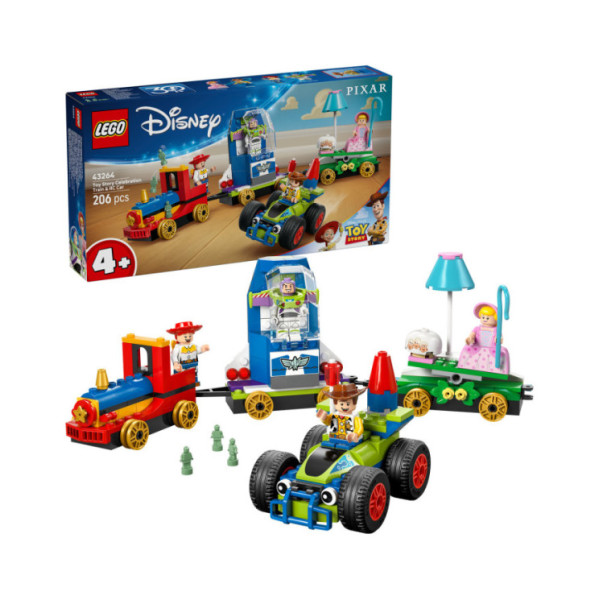 LEGO Disney e Pixar 43264 Toy Story: Treno e Auto RC Celebrativi, Giocattolo con 4 Minifigure per Bambini e Bambine 4+ Anni