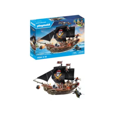 Playmobil Pirati 71530 – Galeone dei Pirati con Cannoni, Tesoro e Squali, 137 Pezzi, 4-10 Anni