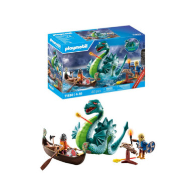 Playmobil Vichingo con Mostro Marino 71830 – Nave Vichinga, Drago e Accessori, 40 Pezzi, 4-10 Anni