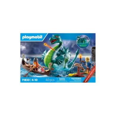 Playmobil Vichingo con Mostro Marino 71830 – Nave Vichinga, Drago e Accessori, 40 Pezzi, 4-10 Anni