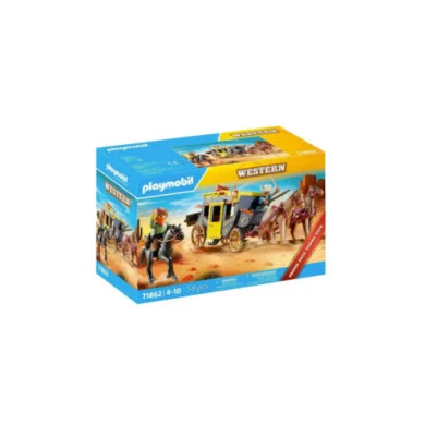 Playmobil Diligenza e Bandito del Far West 71862 – Set Western con Cavalli, Personaggi e Accessori, 58 Pezzi, 4-10 Anni