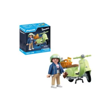 Playmobil Vespa 150 Sprint Veloce 1969 71621 – Scooter Verde Chiaro con Personaggio, Casco e Accessori, 20 Pezzi, 5-99 Anni
