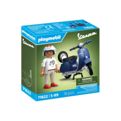Playmobil Vespa 150 Sprint Veloce 1969 71622 – Scooter Blu con Personaggio, Casco e Ruota di Scorta, 16 Pezzi, 5-99 Anni