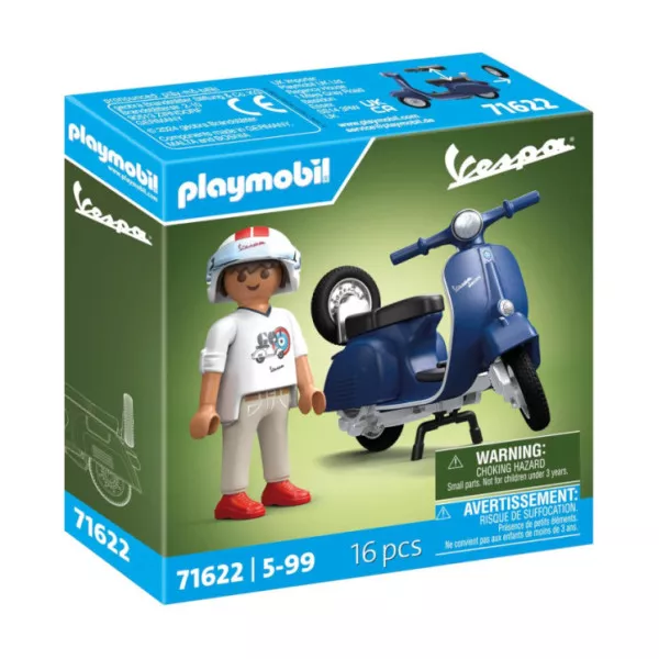 Playmobil Vespa 150 Sprint Veloce 1969 71622 – Scooter Blu con Personaggio, Casco e Ruota di Scorta, 16 Pezzi, 5-99 Anni