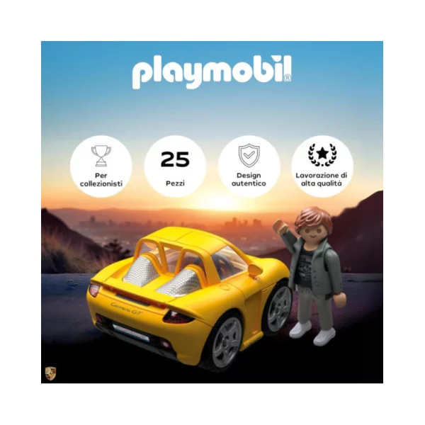 Playmobil Porsche Carrera GT 71859 – Auto Sportiva Gialla con Pilota, Tettuccio Apribile , 25 Pezzi, 5-99 Anni