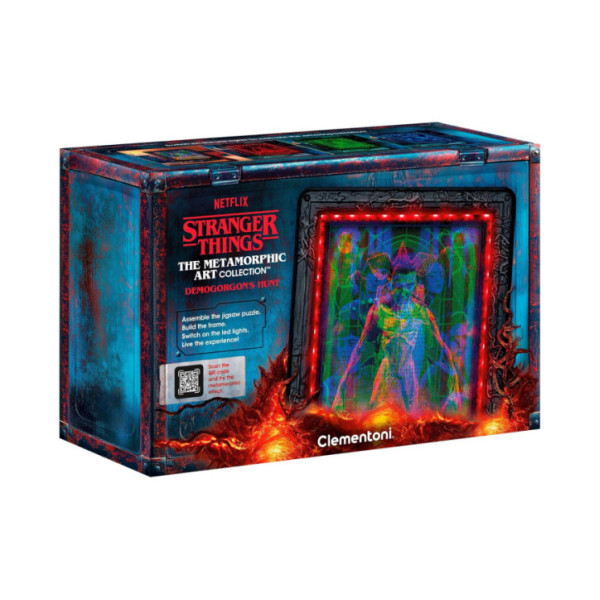Stranger Things Demogorgon’s Hunt – Puzzle LED 520 Pezzi Metamorphic Art Collection, Quadro Interattivo 49x36 cm Clementoni