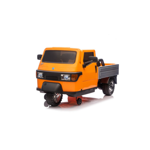 Macchina Elettrica per Bambini Piaggio Apecar 12V – Veicolo a 2 Motori con Telecomando, Luci LED e Musica MP3 Arancione