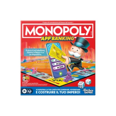 Gioco da Tavolo Monopoly App Banking 2-6 Giocatori con Carte Banca e App Gratuita, 8+ Anni