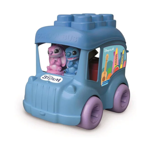 Soft Clemmy Stitch Bus Sensoriale – Gioco Prima Infanzia con 8 Mattoncini Morbidi, Bambini 18+ Mesi, Made in Italy
