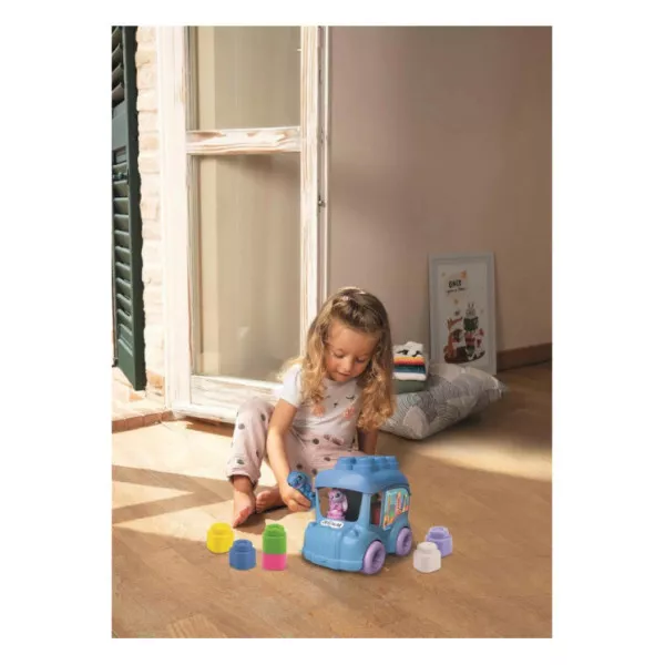 Soft Clemmy Stitch Bus Sensoriale – Gioco Prima Infanzia con 8 Mattoncini Morbidi, Bambini 18+ Mesi, Made in Italy