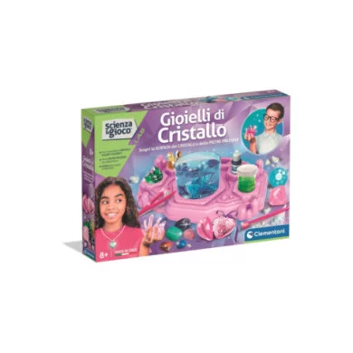 Scienza e Gioco Gioielli di Cristallo – Kit Scientifico 8+ Anni per Creare Cristalli e Pietre Preziose, Made in Italy Clementoni