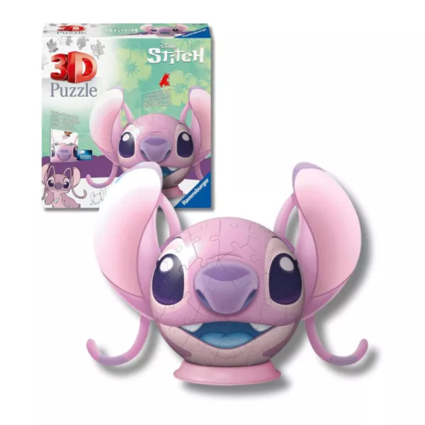 Puzzle 3D Disney Angel – Puzzle 3D da 77 Pezzi per Bambini 6+ Anni, Modello Stitch con Orecchie Ravensburger
