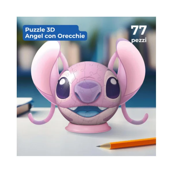 Puzzle 3D Disney Angel – Puzzle 3D da 77 Pezzi per Bambini 6+ Anni, Modello Stitch con Orecchie Ravensburger