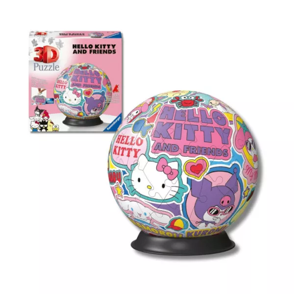 Puzzle 3D Ball Hello Kitty – Puzzle Sferico da 73 Pezzi per Bambini 6+ Anni,  Ravensburger