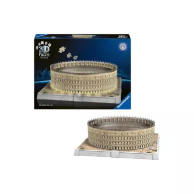 Puzzle 3D Iconics Colosseo LED – 216 Pezzi per Bambini 8+ Anni e Adulti, Puzzle Luminoso Decorativo Ravensburger