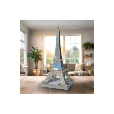 Puzzle 3D Iconics Torre Eiffel LED –  216 Pezzi per Bambini 8+ Anni e Adulti, Puzzle Luminoso Decorativo Ravensburger