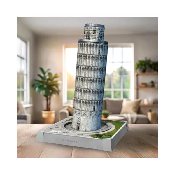 Puzzle 3D Iconics Torre di Pisa LED –  216 Pezzi per Bambini 8+ Anni e Adulti, Puzzle Luminoso Decorativo Ravensburger