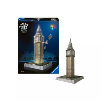 Puzzle 3D Iconics Big Ben LED – 216 Pezzi per Bambini 8+ Anni e Adulti, Puzzle Luminoso Decorativo Ravensburger