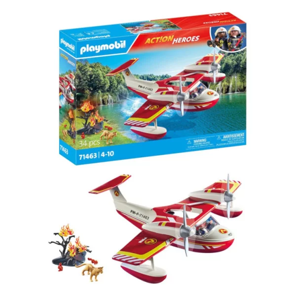 Playmobil Action Heroes 71463 Idrovolante dei Pompieri – Aereo Antincendio con Vigile del Fuoco, Gioco di Ruolo 4+ Anni