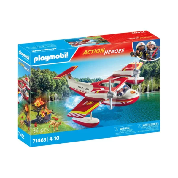 Playmobil Action Heroes 71463 Idrovolante dei Pompieri – Aereo Antincendio con Vigile del Fuoco, Gioco di Ruolo 4+ Anni