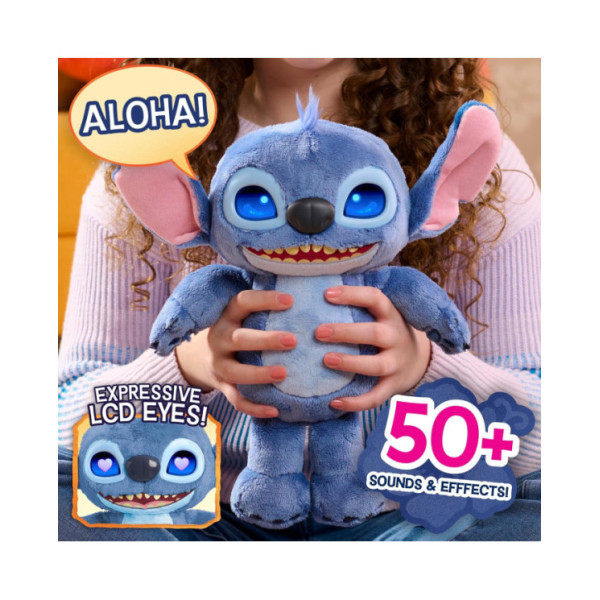 Disney Stitch Many Moods – Peluche Interattivo con Schermo LCD, 50 Suoni ed Espressioni, 34 cm, Giocattolo 3+ Anni Just Play
