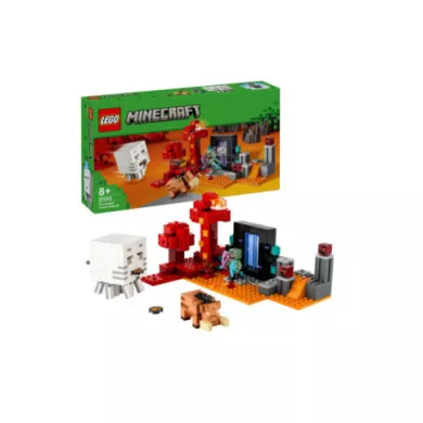 LEGO Minecraft 21255 Agguato nel Portale del Nether, Gioco per Bambini di 8+ Anni, Set con Scene di Battaglia e Personaggi