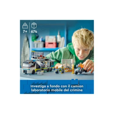 LEGO City 60418 Camion Laboratorio Mobile della Polizia, Giocattolo per Bambini di 7+ Anni con Quad Bike e 5 Minifigure