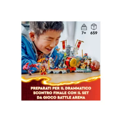 LEGO NINJAGO 71818 Torneo: Arena di Battaglia, Giochi per Bambini 7+ Anni con 6 Minifigure e Tempio con Funzioni da Costruire