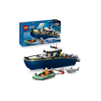 LEGO City 60456 Inseguimento del Motoscafo della Polizia, con 2 Barche Giocattolo, 3 Minifigure, Squalo, Regalo per Bambini 6+
