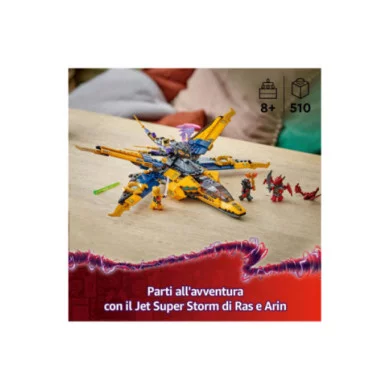 LEGO NINJAGO 71833 Jet Super Storm di Ras e Arin - Aereo Giocattolo con Drone e Capsula di Salvataggio, Giochi per Bambini 8+