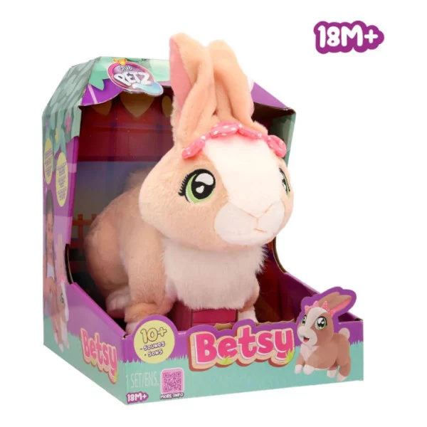 Club Petz Betsy – Coniglietta Interattiva che Salta, Muove le Orecchie e Fa Suoni, Peluche 23 cm per Bambini 3+ Anni IMC Toys