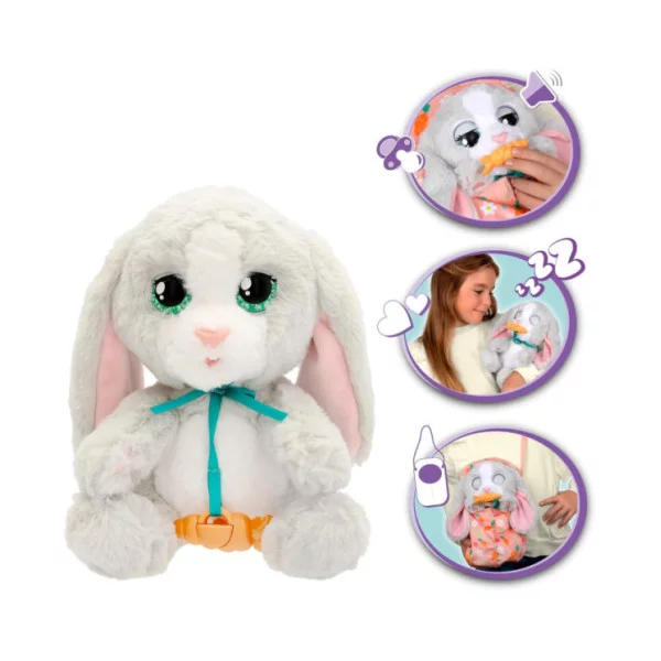 Baby Paws Bunny – Peluche Interattivo con Suoni e Occhi che si Chiudono, Accessori Inclusi 18+ Mesi IMC Toys
