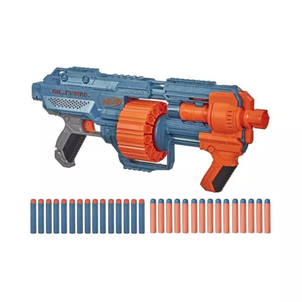 Nerf Elite 2.0 Shockwave RD-15 – Blaster Giocattolo a Pompa con 30 Dardi, Gittata 27 m per Bambini 8+ Anni Hasbro