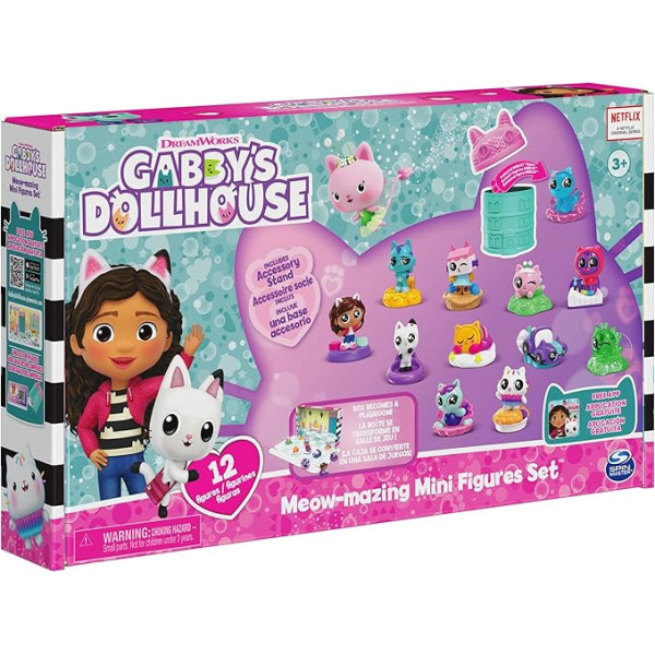 Gabby’s Dollhouse – Set Casa delle Bambole Purrfect con 12 Mini Personaggi, Accessori e Capsule Riutilizzabili